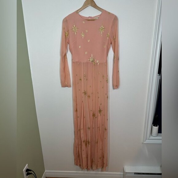 FOR Love & Lemons Pink‎ Gilded  Start Maxi Dress Size Small - Picture 2 of 10